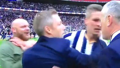 Millwall fans invade Wembley pitch after play-off triumph and piss off their match-winner