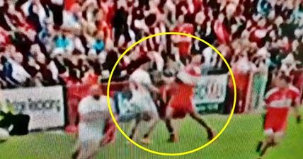 Tyrone’s Mattie Donnelly seemed very lucky to get away with Chrissy McKaigue flash point