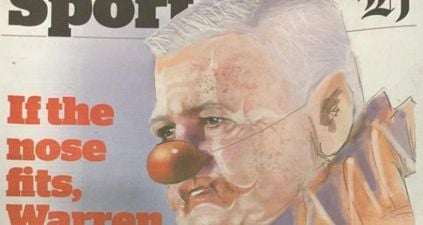 Warren Gatland celebrates draw with clown stunt at press conference