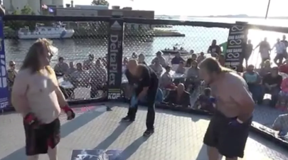 Super heavyweight pukes his way to a defeat in outsized MMA clash