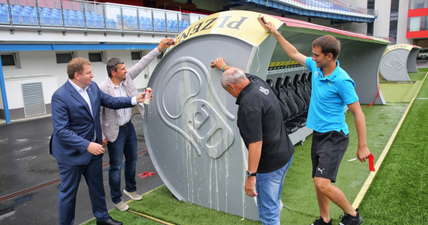 A Czech football team’s new dugout is a can of beer