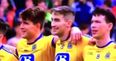 Two Roscommon lads get very close during national anthem