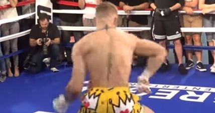 Conor McGregor reacts to those boxers who have been mocking his shoulder warm-up