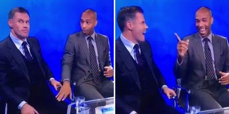 Jamie Carragher and Thierry Henry shared THAT brilliant lap-touching moment again