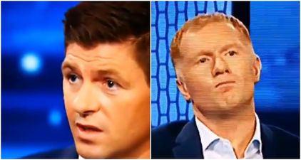 Paul Scholes looked like he was dying to laugh at Steven Gerrard during Champions League coverage