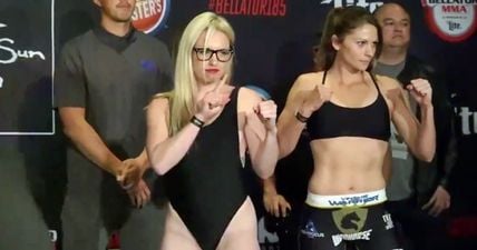 Heather Hardy caught unawares by rival during Bellator weigh-ins