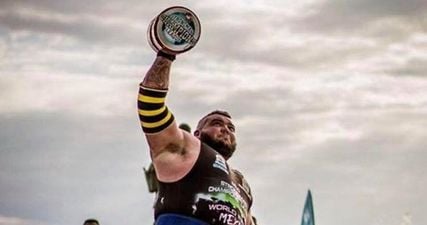 WATCH: 7-foot-tall county Down giant throws around 92kg dumbbell at Strongman finals