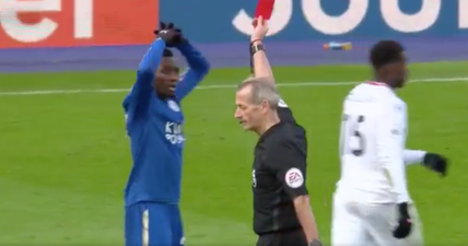 Leicester’s Wilfred Ndidi gets sent off on his 21st birthday for diving