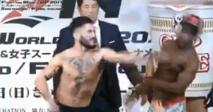 UFC veteran trades blows with opponent at weigh-ins