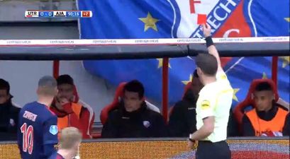 Utrecht player receives marching orders for comedic jerk move from the substitutes’ bench