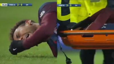 Neymar stretchered off in tears during PSG’s win over Marseille