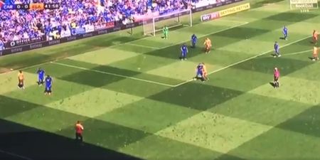 Reading player appears to take throw-in from the shadow line instead of the sideline