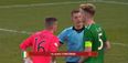 Irish keeper sent off during penalty shoot out in farcical circumstances