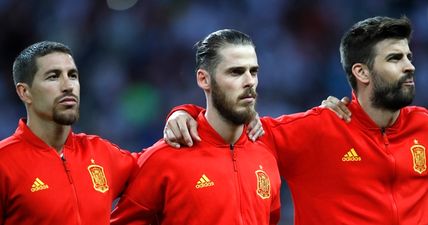 David De Gea couldn’t hide his reaction to Gerard Pique getting nut-megged