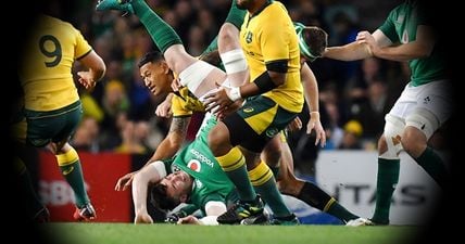 Ireland fans were raging after Israel Folau’s mid-air tangle with Peter O’Mahony