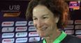 Ecstatic parent Sonia O’Sullivan celebrates her daughter Sophie’s silver medal