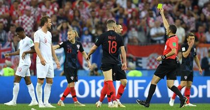 England fans are convinced that Croatian forward was booked twice in semi-final