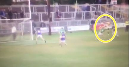 One-on-one in Offaly club game ends in goalkeeper fly-kicking forward across head