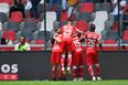 Mexican team scores while opposition celebrate offside goal