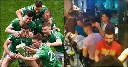 Limerick hurlers hand out free drinks from behind jam-packed bar