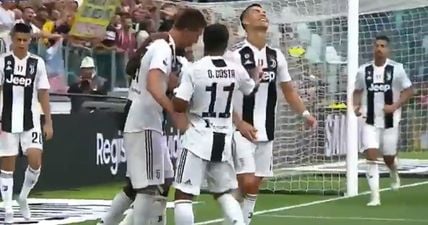 Cristiano Ronaldo ends up with first Juventus assist after open goal miss