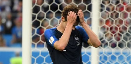 Hefty tackle certainly left its mark on Benjamin Pavard’s neck