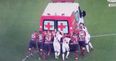 Ambulance breaks during Brasiliero Serie A game and players help to get it off