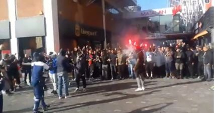 PSG Ultras charge into Liverpool city centre with flares