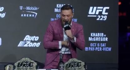 Conor McGregor snuck a naggin into first press conference before drinking with Dana White