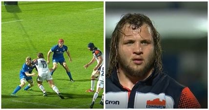 Watch: Edinburgh prop sent off for elbow on Leinster flanker Dan Leavy