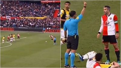 Robin van Persie receives straight red card moments after perfect free kick