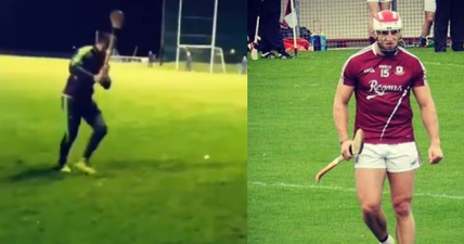 Damien Comer proves a dab hand at hurling with amazing sideline cut point