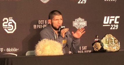 Khabib Nurmagomedov slams McGregor’s actions after being asked about jumping cage