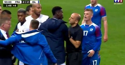 Paul Pogba loses it over late tackle on Kylian Mbappe