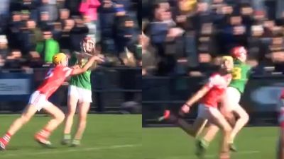 Minor loses his hurley but still blocks a lad with bare hands and gets hurley broken across him