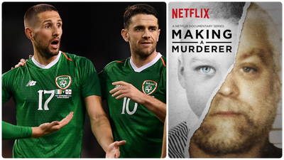 Making a Murderer banner unfurled during Ireland v Northern Ireland game