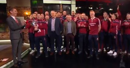 Mullinalaghta team start a sing-song on the Late Late Show