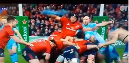 CJ Stander rips off Jonny Hill’s jersey and throws it away