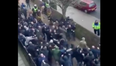 Everton and Millwall supporters clash outside The Den ahead of FA Cup tie