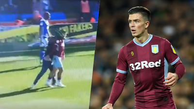 Jack Grealish punched in the head by Birmingham fan during derby game