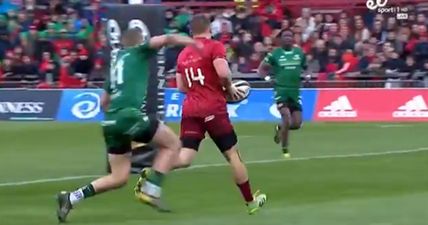 Andrew Conway bombs certain try after ball is knocked loose over the line