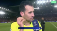 Sergio Busquets cries during interview after Barcelona defeat to Liverpool