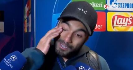 Lucas Moura starts to cry after watching the replay of his match winner