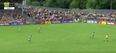 Paddy McBrearty flicks ball into hands before burying shot into the net