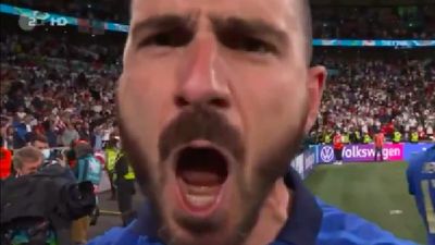 Leonardo Bonucci stares straight down the lens and tells England how it is