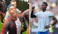 Paul Pogba dragged down the tunnel after engaging West Ham fans