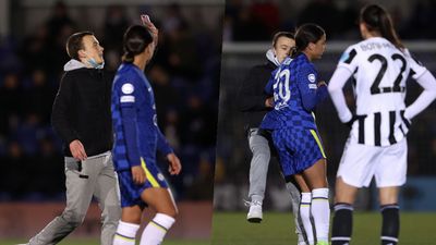 Chelsea player drops pitch invader with shoulder charge during Juventus match