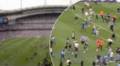 Video emerges of ‘assault’ on Robin Olsen during Man City pitch invasion