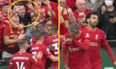 Footage captures the moment Mo Salah discovered Manchester City were winning