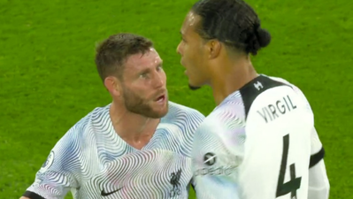 “That’s your ball!” – James Milner climbs into Virgil Van Dijk after Sancho goal